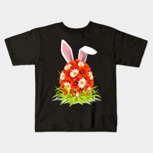 Floral Easter Egg Bunny Ears Costume Rabbit Gift Women Girls Kids T-Shirt